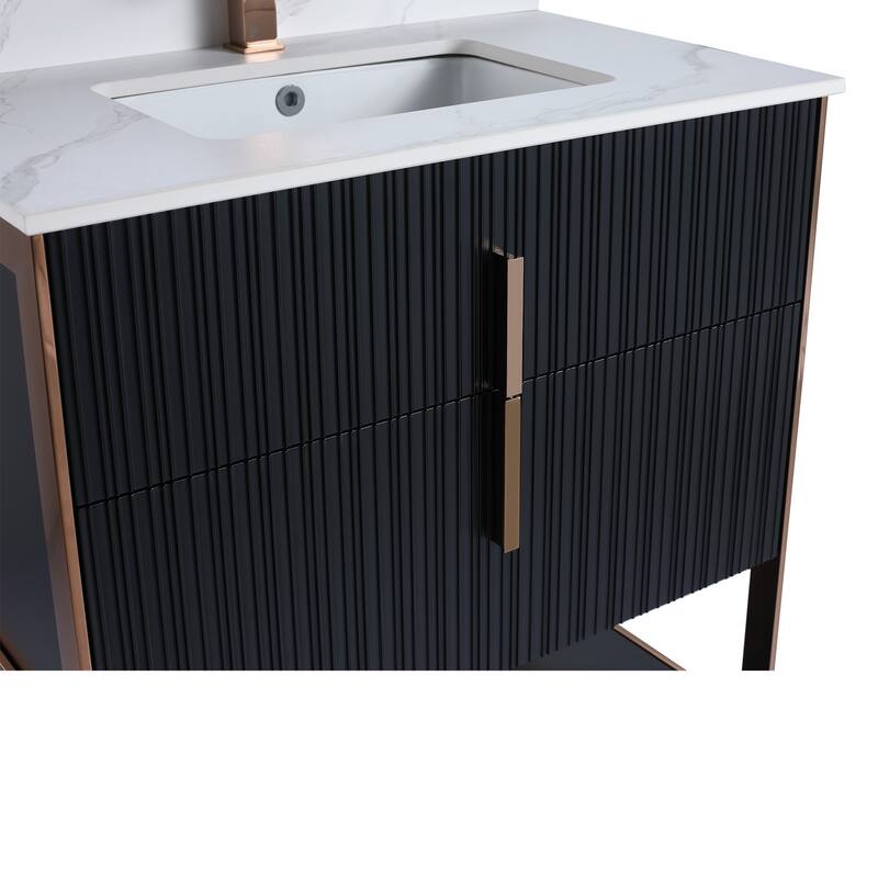 Fine Fixtures Serenity Modern Bathroom Vanity with White Carrara Stone Top