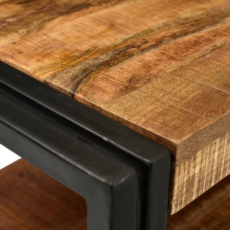 Handmade Timbergirl Reclaimed Wood and Metal Bench with Shelf (India) - 60"