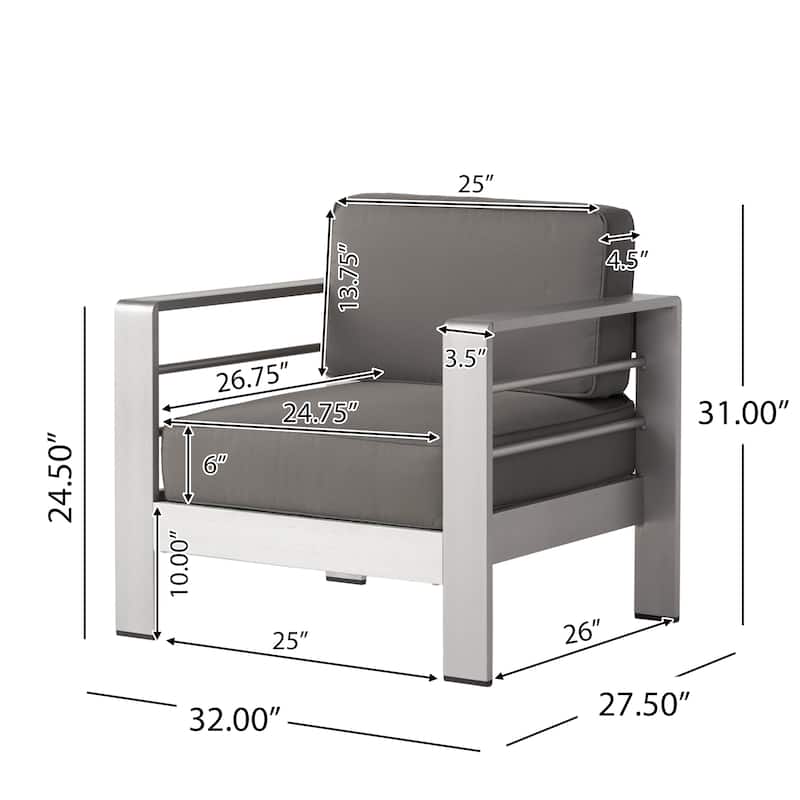 Cape Coral Outdoor 2 Seater Aluminum Club Chair and Table Set by Christopher Knight Home