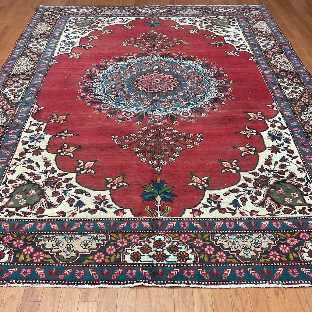 HERAT ORIENTAL Handmade 1960s Antique Tabriz Wool Rug - 8' x 10'8"