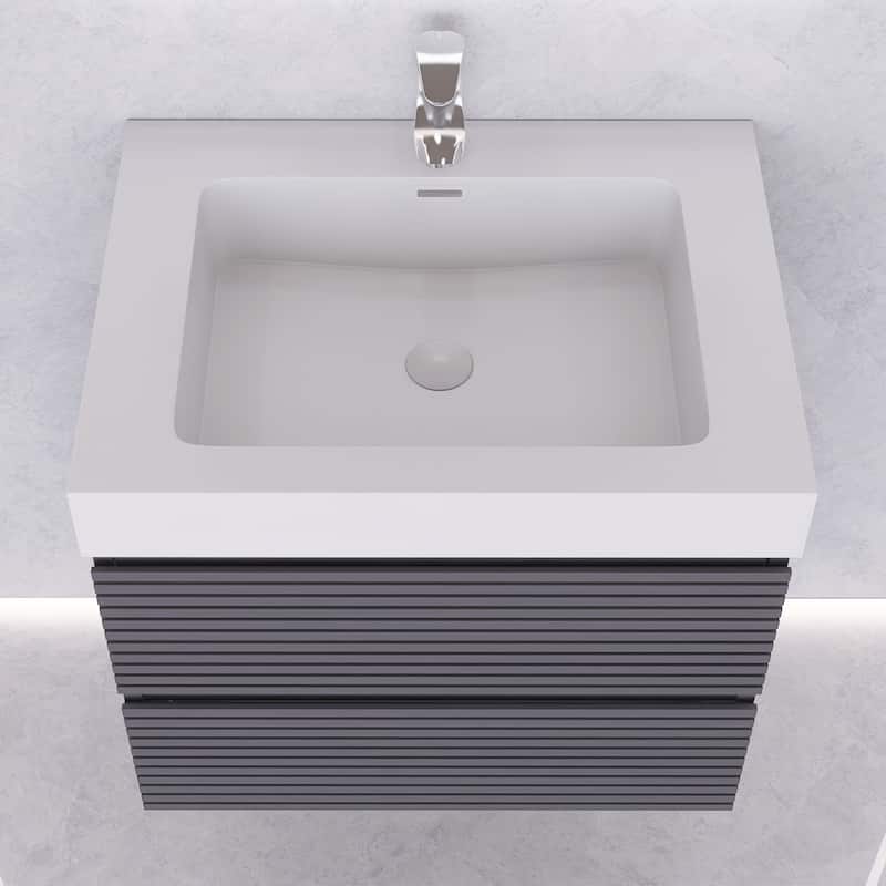 Wall-Mounted Bathroom Vanity in Gray with Undermount Sink without Faucet