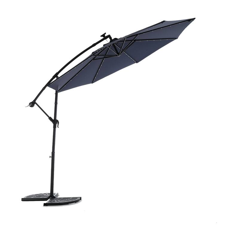 10ft Solar LED Offset Hanging Market Patio Umbrella