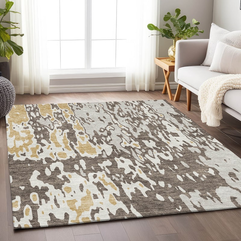 Premium Washable Super Soft Contemporary Glam Mayfield Rug - Brown - 10' x 14'