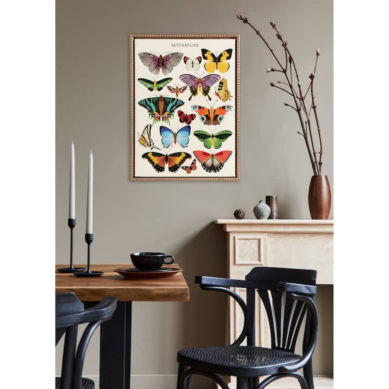 Kate and Laurel Sylvie Beaded Butterflies Frame Canvas by Tània García