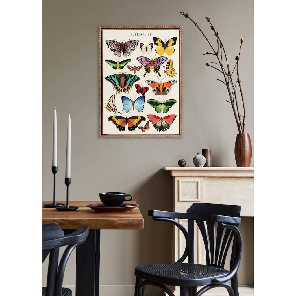 Kate and Laurel Sylvie Beaded Butterflies Frame Canvas by Tània García