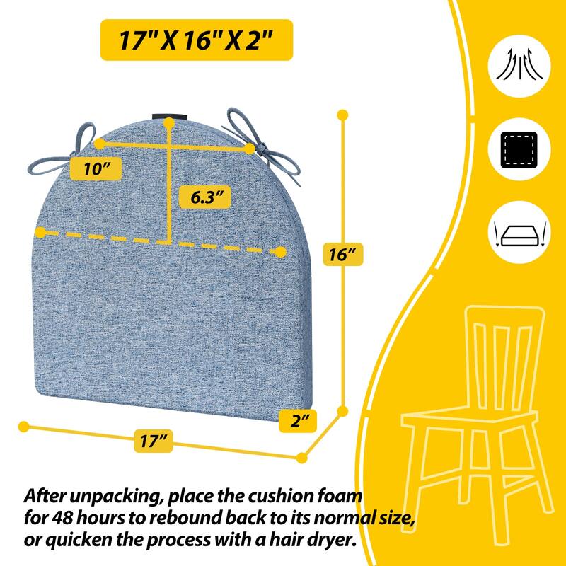 AAAAAcessories 17 in. X 16 in.Indoor Strap Non-slip Chair Cushion for Multi-scenario Setups (2 Pack) - N/A