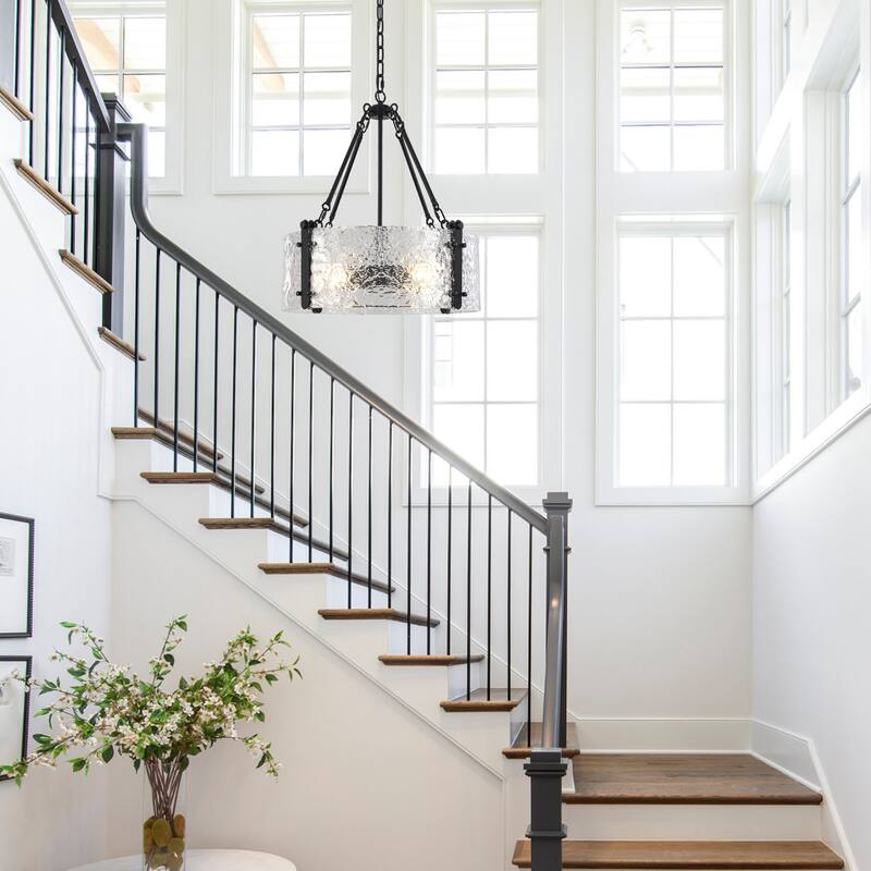 4-Light Classic Hanging Linear Chandelier Lighting Fixture with Glass Cover for Dining Room Kitchen Island