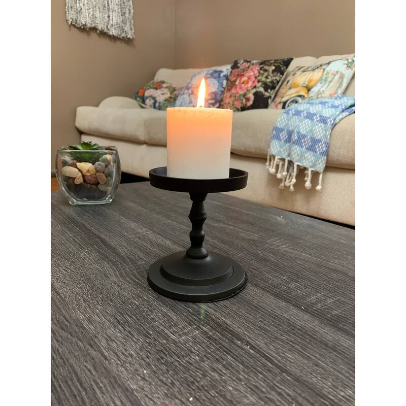 VIBHSA Pillar Candle Holder (Matte Black, 4")