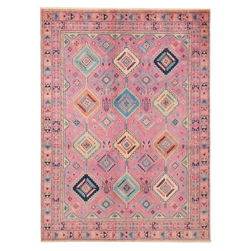ECARPETGALLERY Hand-knotted Uzbek Ghazni Violet Wool Rug - 4'9 x 6'6 - Violet - 4'9 x 6'6