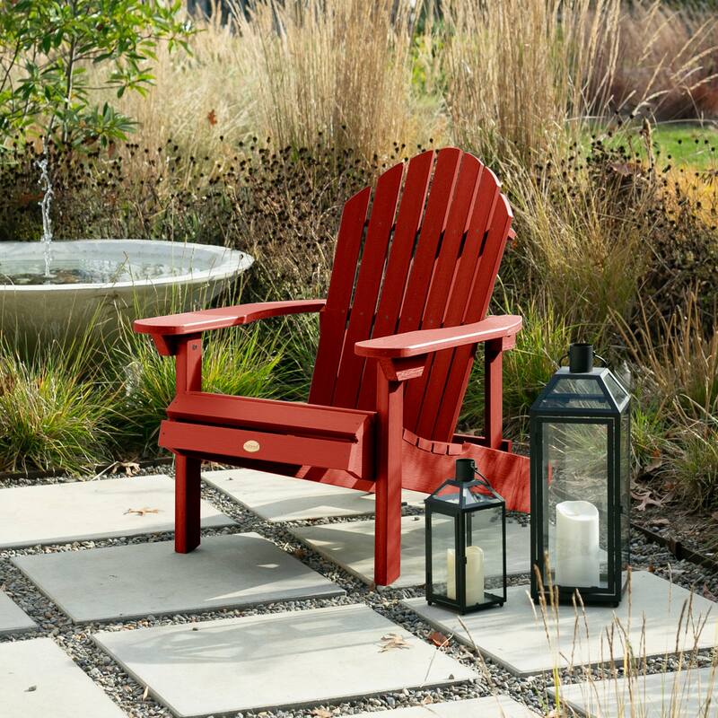 Eco-friendly Synthetic Wood Folding and Reclining Adirondack Chair