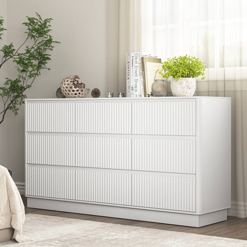 Large Floor Chest of Drawers 9 Drawer Dresser for Bedroom, Freestanding Storage Cabinet Side Table TV Stand