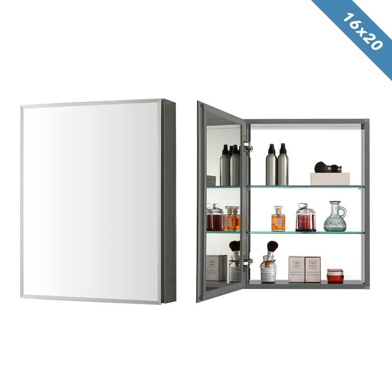 Frameless Aluminum Bathroom Mirror Medicine Cabinet - 16x20