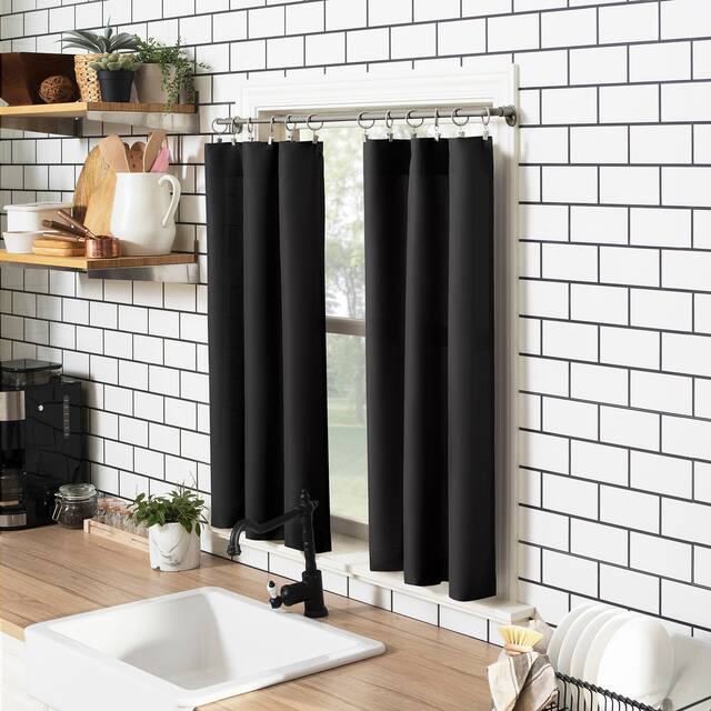 No. 918 Martine Microfiber Semi-Sheer Rod Pocket Kitchen Curtain Valance and Tiers Set