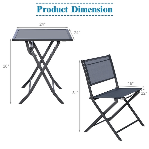 Costway 3PCS Bistro Set Garden Backyard Table Chairs Outdoor Patio