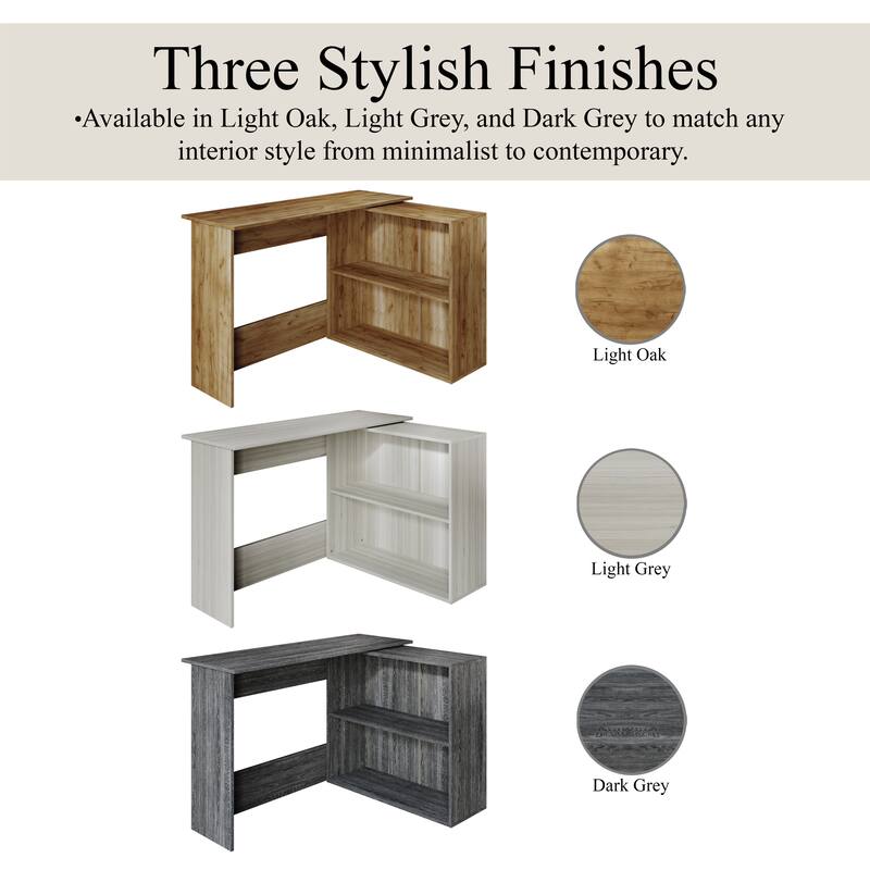 CraftPorch Contemporary L-Shape Writing Desk with Cabinet