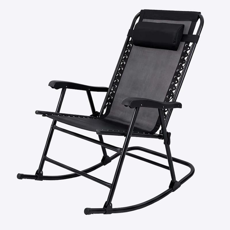 Patio Set of 2 Folding Leisure Rocking Chair Set, Durable Weather-Resistant Construction