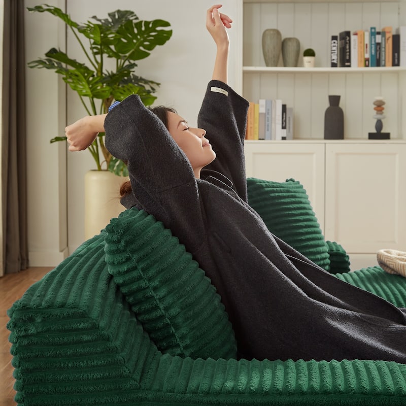 Oversized Corduroy Boneless Double Chaise Lounge, Sectional Deep Seat Cloud Couch, Full-Compressed Loveseat Sleeper Sofa