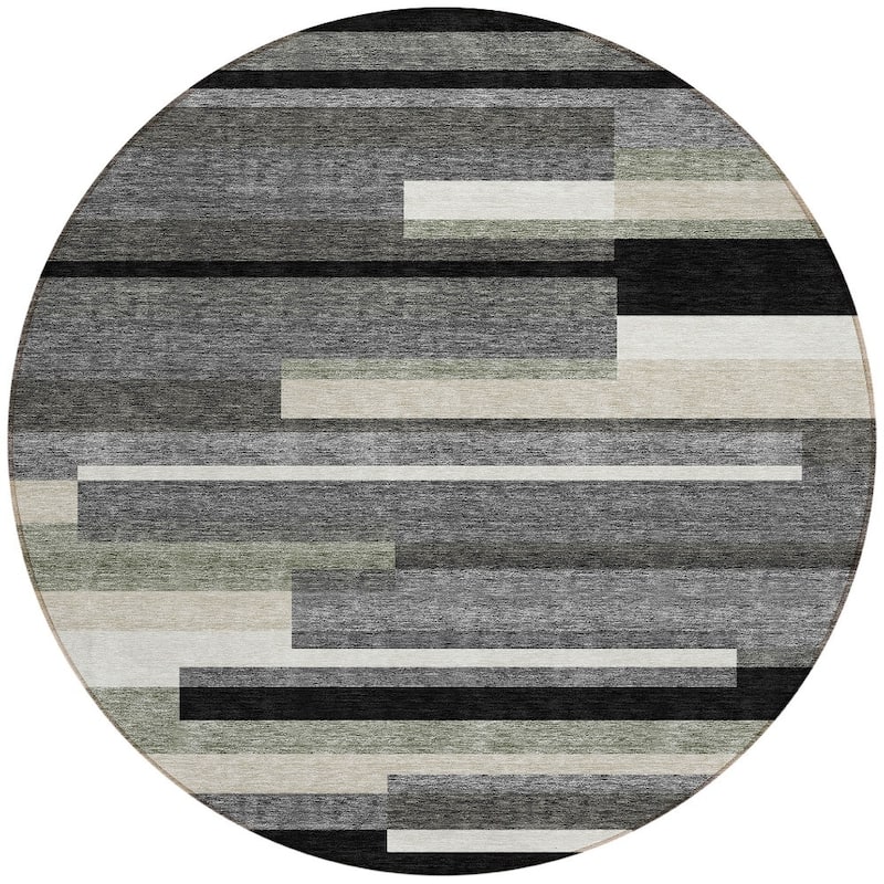 HomeRoots Striped Transitional Rectangle Outdoor Rug