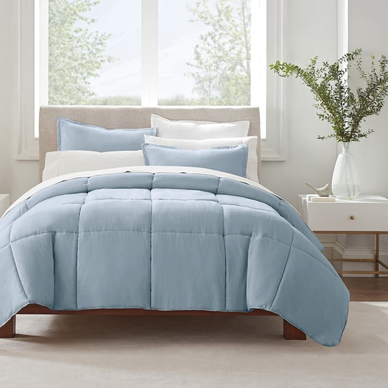 Serta Simply Clean Antimicrobial Comforter Set - King - Light Blue