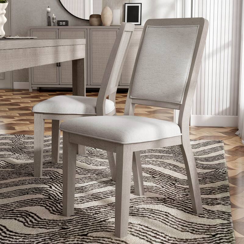 Furniture of America Billet Modern Natural Oak Wood Upholstered Side Chair (Set of 2)