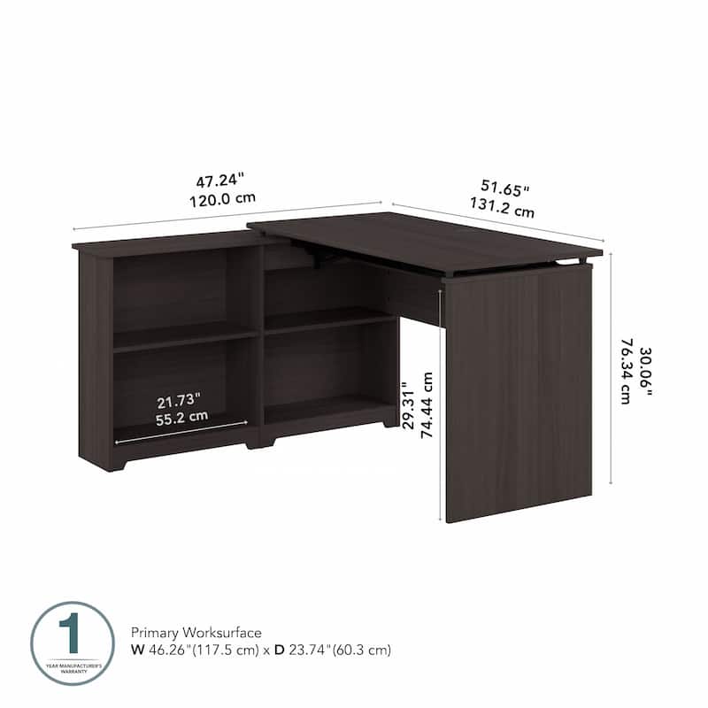 Bush Furniture Cabot 52W Standing Corner Desk with Shelves