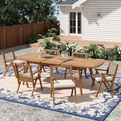 Christopher Knight Home- Lysander 7 Piece Acacia Wood Outdoor Dining Set