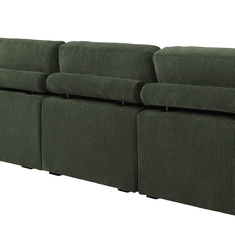 Modern L-Shaped Corduroy Modular Sectional Couch Sofa with Pillows