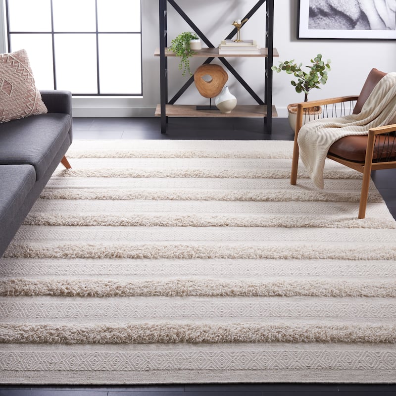 SAFAVIEH Handmade Vermont Adriane Rustic Boho Stripe Wool Rug