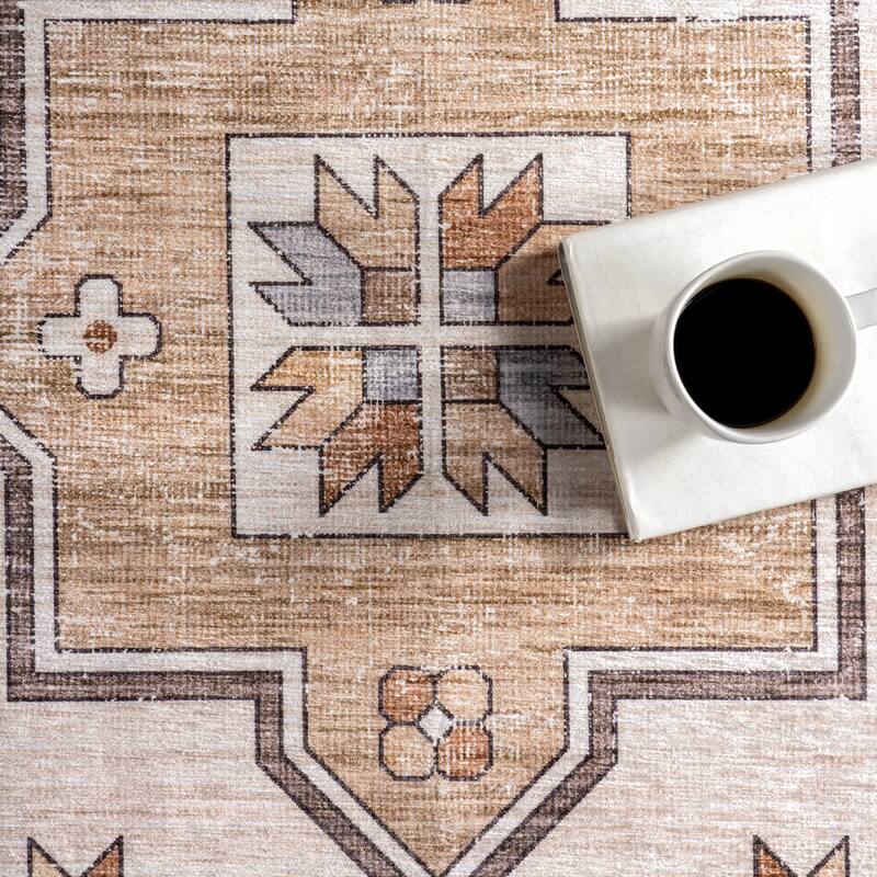 Nuloom Pavani SplashGuard Vintage Bordered Machine Washable Area Rug