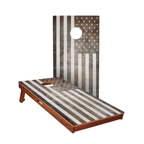 slide 2 of 5, Vintage Black And White American Flag All-Weather Cornhole Boards NO Bags - Add Board Lights