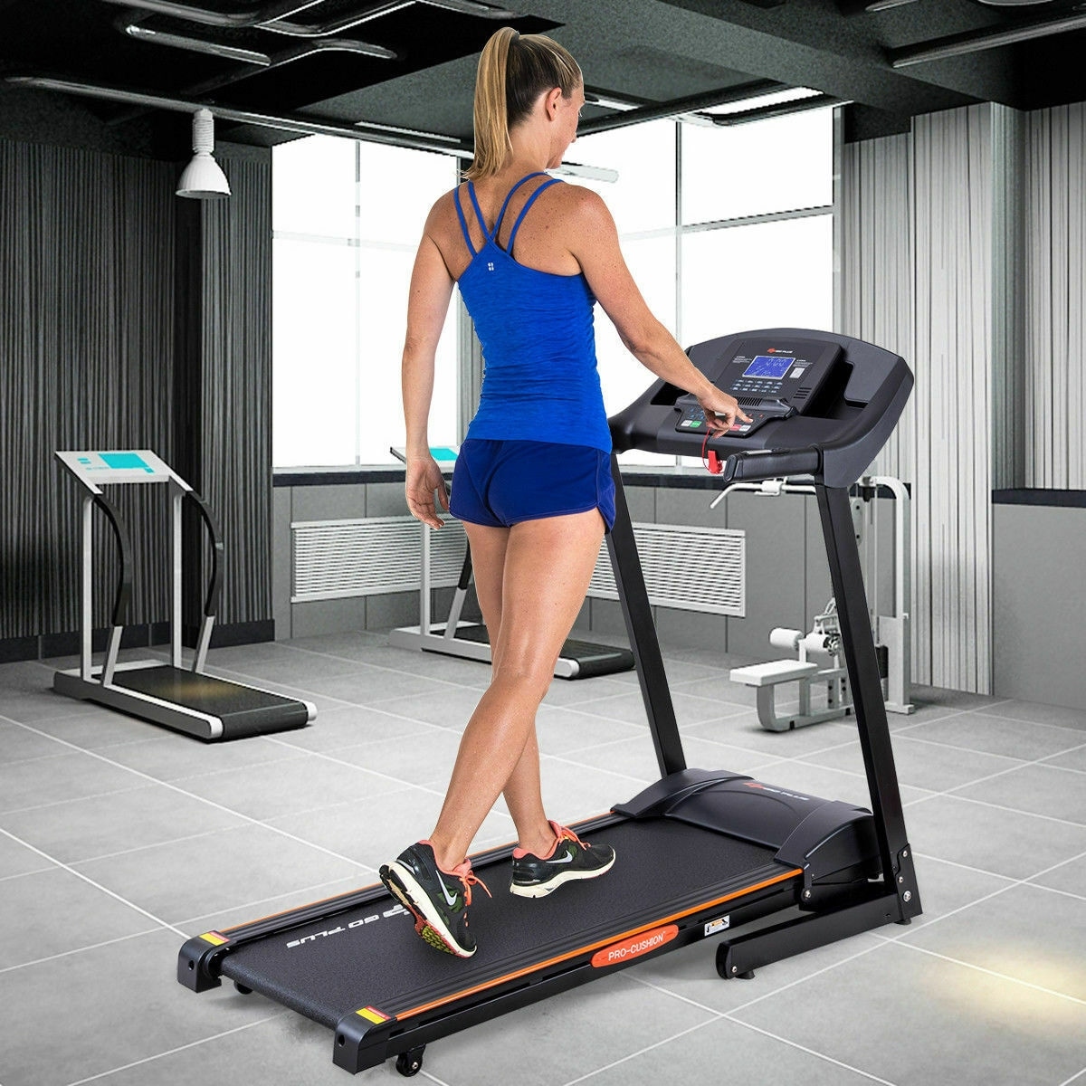 Goplus 2.5 hp folding treadmill electric support motorized power running fitness machine sale