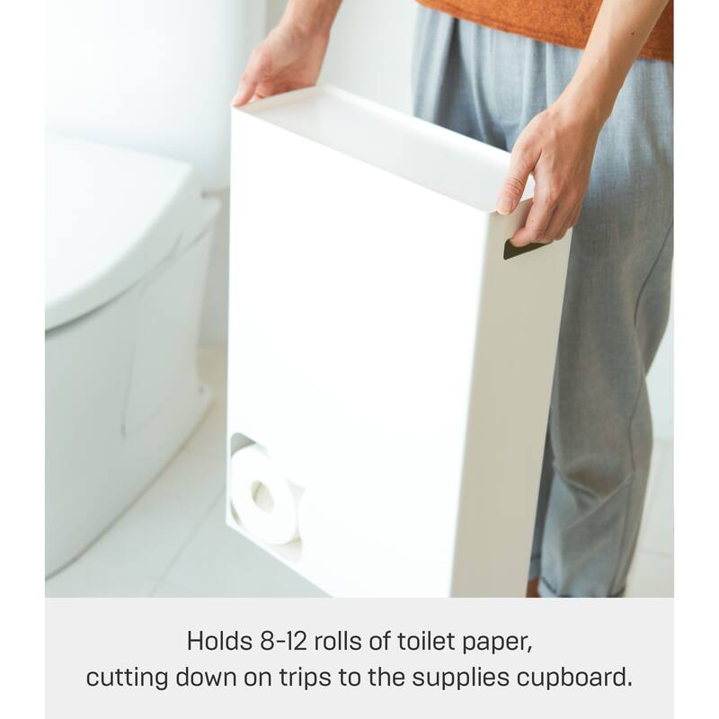 Yamazaki Home Toilet Paper Stocker, Steel, Holds 8-12 toilet paper rolls, Holds 4.4 lbs
