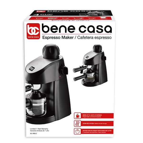 Bene Casa 4-cup espresso maker, black, milk frother, glass carafe coffee  maker - 4-Cup Espresso Maker - Bed Bath & Beyond - 33030924