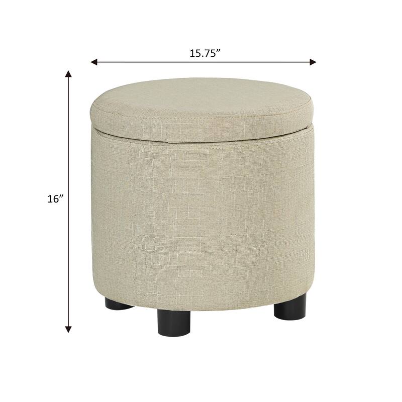Convenience Concepts Designs4Comfort Round Accent Storage Ottoman with Reversible Tray Lid