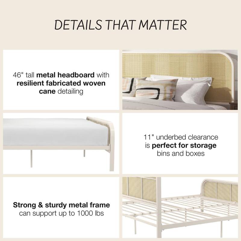 Mr. Kate Roxanne Metal Platform Bed Frame with Cane Headboard On Sale