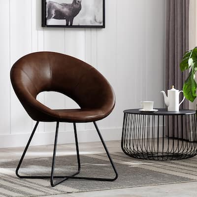 Modern Faux Leather Upholstered Accent Chair Vanity Leisure Chair