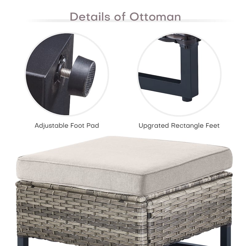 Gymojoy Outdoor Wicker Ottomans with Olefin Cushions