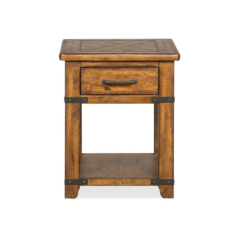 Magnussen Home Chesterfield Farmhouse Timber Rectangular End Table - 20''W x 26''D x 24''H