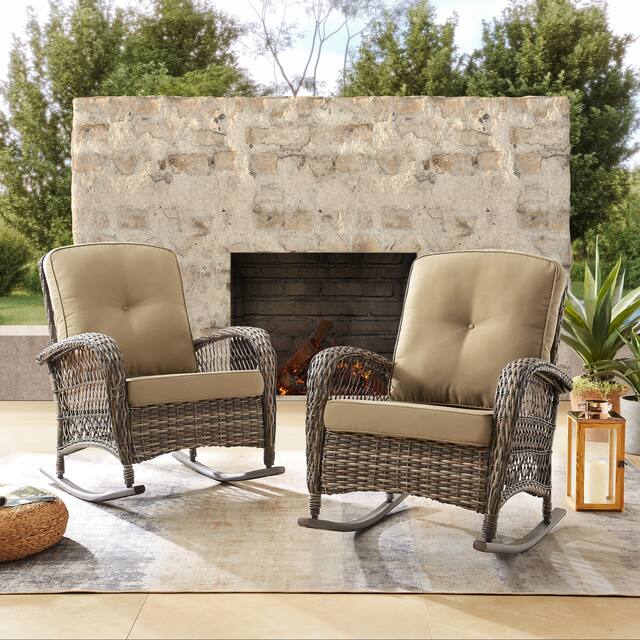 Corvus Salerno Outdoor Handwoven Resin Wicker Rocking Chair