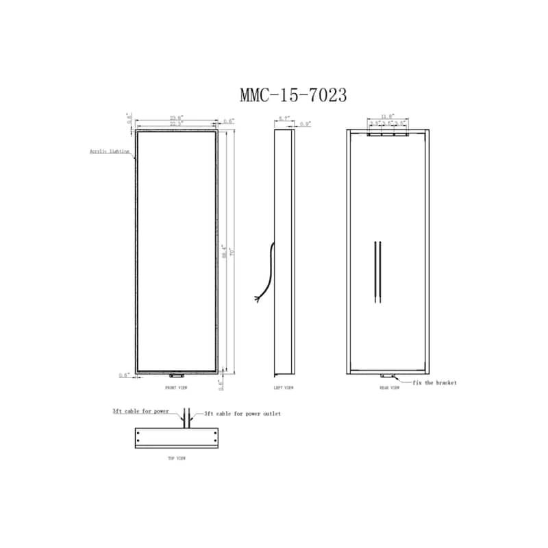 Modern Mirrors Atlas Illuminated Cabinet Vanity Mirror - Wall Mounted Mirrored Door Cabinet for Bathroom - 70*23
