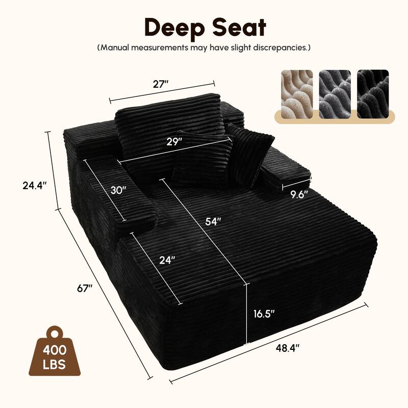 HOOOWOOO Modern Upgraded Fabric Sofa Chaise Lounge