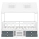 preview thumbnail 4 of 8, Full Size Wood House Bed with Roof and Drawers