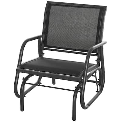 Comfortable Outdoor Glider Chair with Steel Frame and Weather-Resistant Mesh Curved Armrests - 29.5" W x 26" D x 33.5" H