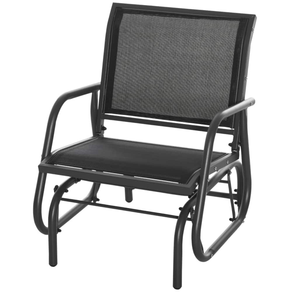 Comfortable Outdoor Glider Chair with Steel Frame and Weather-Resistant Mesh Curved Armrests - 29.5" W x 26" D x 33.5" H