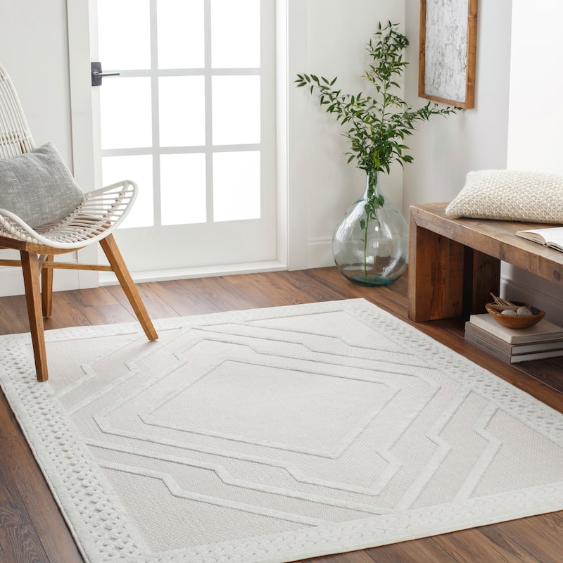 Livabliss San Diego Indoor/ Outdoor Global Area Rug - 9'2" x 12' - Cream