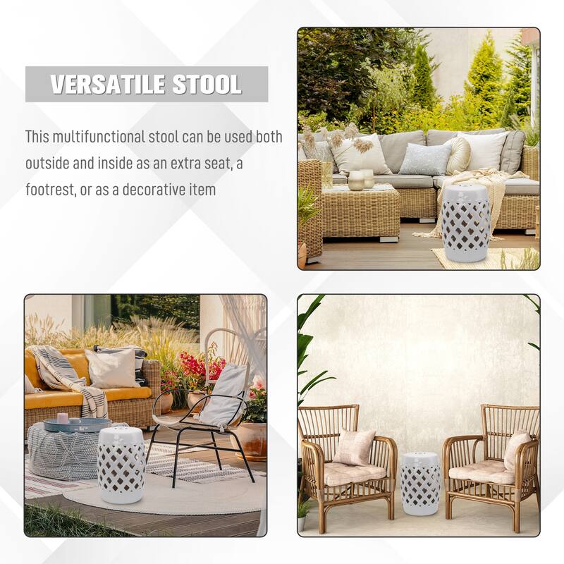 Outsunny Ceramic Indoor Outdoor Lattice Garden Stool