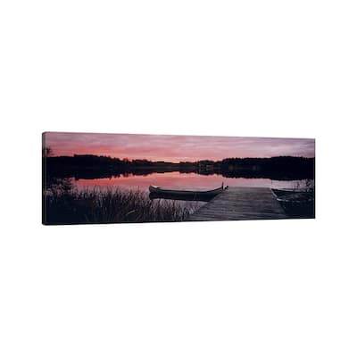 iCanvas "Canoe tied to dock on a small lake at sunset, Sweden" by Panoramic Images Canvas Print
