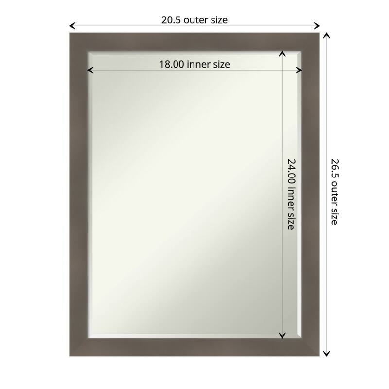 Edwin Half-Inch-Bevel Wood Framed Bathroom Vanity Wall Mirror - Glass Size 18x24 - Edwin Clay Grey