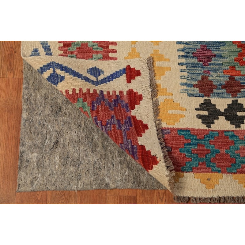 South Western Style Kilim Large Rug Hand-Woven Oriental Wool Carpet - 10'1"x 16'1"