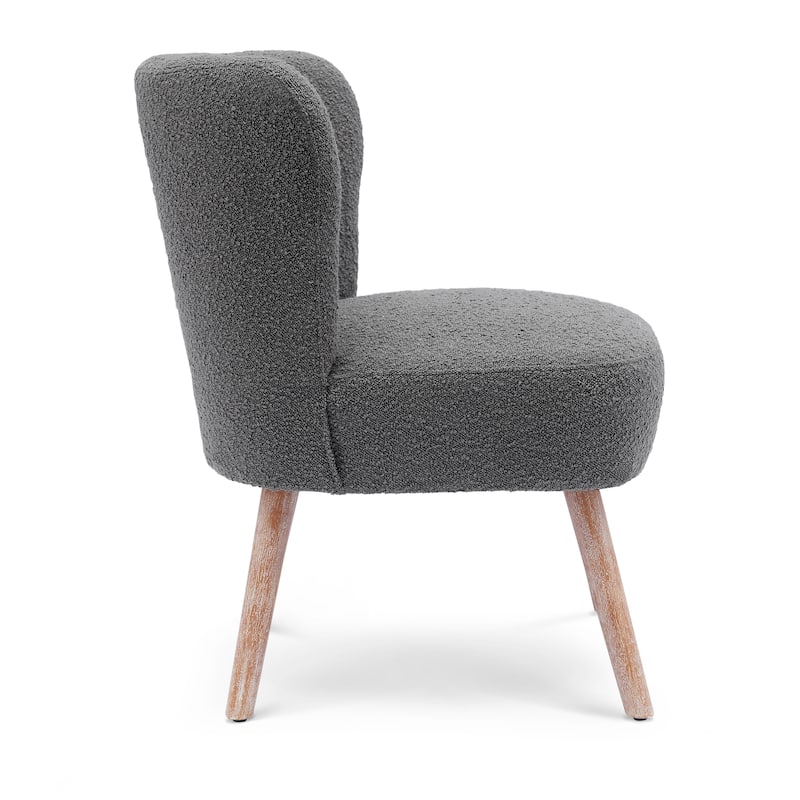 Boucle Polyester Upholstered Armless Accent Chair - Stain Resistant